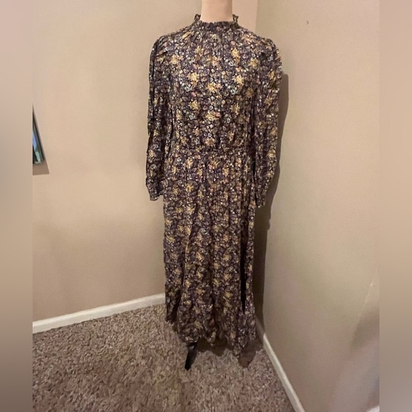 NWT Universal Threads ruffle hi neck balloon Long sleeve floral maxi, size M - Picture 3 of 13